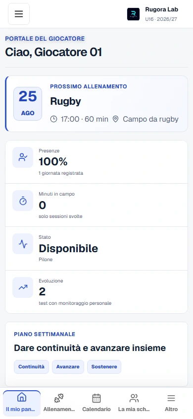 Portale del giocatore e prossima attività